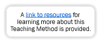 A link to resources for learning more about this Teaching Method is provided.